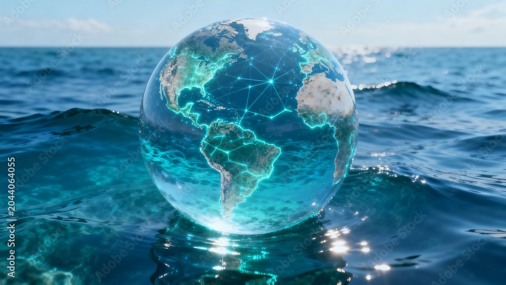 Fototapeta premium World Oceans Day 2026 Futuristic Underwater Smart City with Vibrant Coral Reefs and Marine Biodiversity Conservation Concept