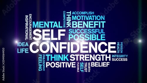 Self Confidence animated word cloud-text design animation tag kinetic typography seamless loop.