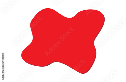 Abstract organic liquid shape, fluid blob, modern graphic element for design, red blotch with smooth curves, minimalist vector illustration isolated on transparent background
