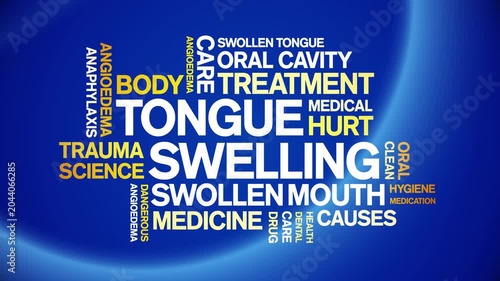 Tongue Swelling animated word cloud-text design animation tag kinetic typography seamless loop.