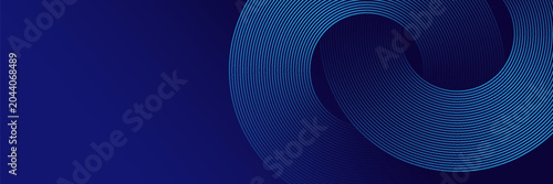 Blue abstract background. Geometric round lines pattern. Modern shiny blue gradient lines. Futuristic technology graphic design.