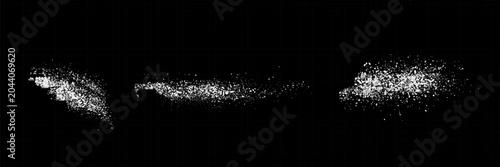 Sugar or salt powder piles set isolated on transparent background. Vector realistic illustration of white dry substance scattered on surface, ground food seasoning,