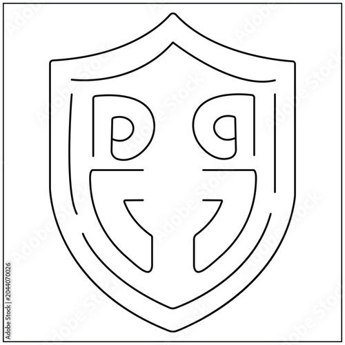 Canvas Print Ancient Roman Shield Line Art