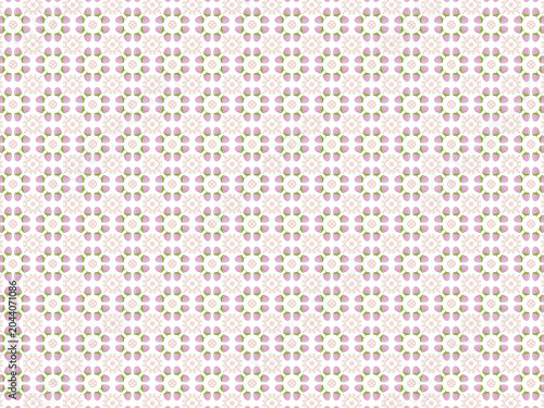 A charming and whimsical seamless repeat pattern featuring clusters of pink-purple strawberries with green leaves, arranged in circular groups of four around delicate ornamental frame motifs.