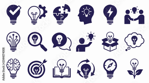 Cuadro en lienzo Creative Idea and Innovation Icon Set for Business Solutions and Strategy
