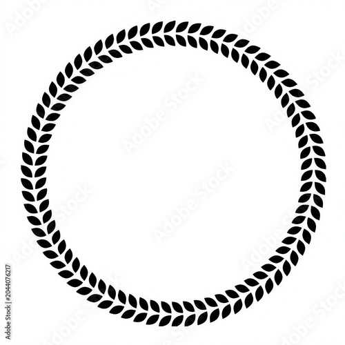 Black Laurel Silhouette With Circular Shape And White Background