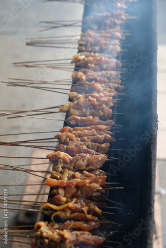 Foto Sate Ambal is a chicken satay typical of the Kebumen area of Central Java