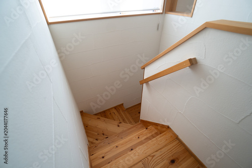 Fényképezés Natural Wood Staircase Inside A Traditional Japanese House