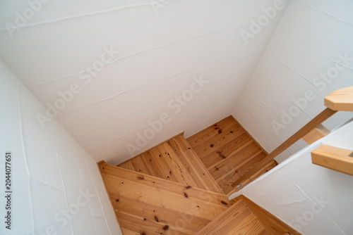 Fotografie Natural Wood Staircase Inside A Traditional Japanese House