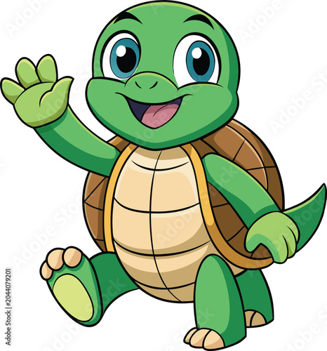 Cute cartoon turtle waving hand