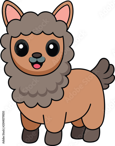 Cute cartoon llama illustration for kids