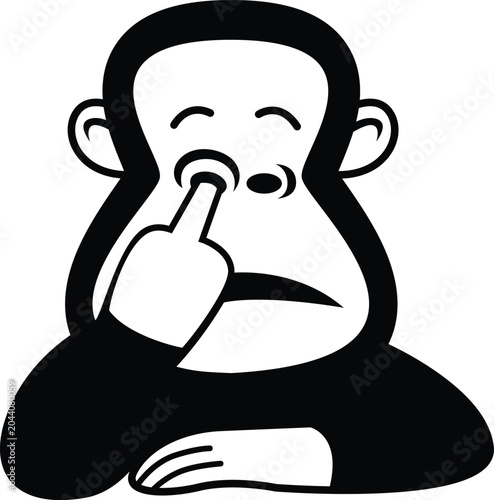 icon of a monkey picking snot on its nose vector illustration