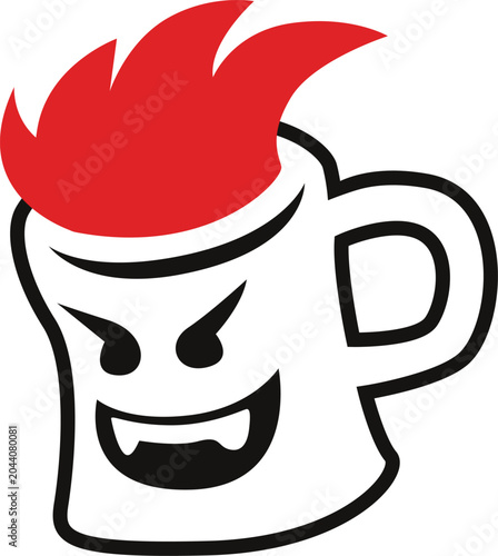 cup icon with red hair laughing happily vector illustration