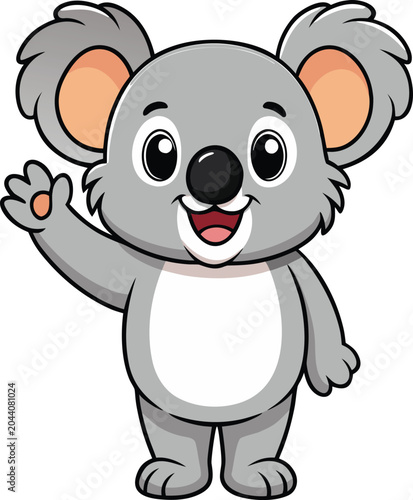 Cute koala cartoon waving hand