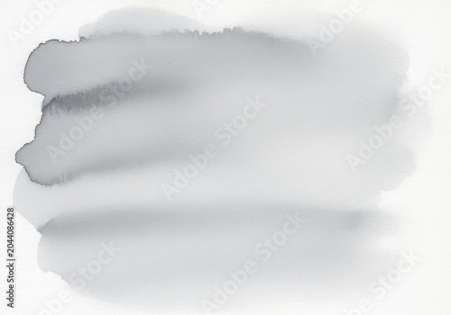 Abstract grey watercolor wash texture isolated on white background