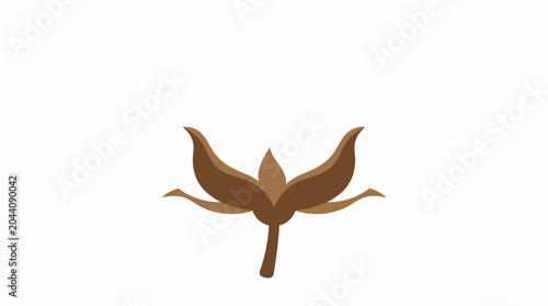 Brown stylized floral element isolated on white background