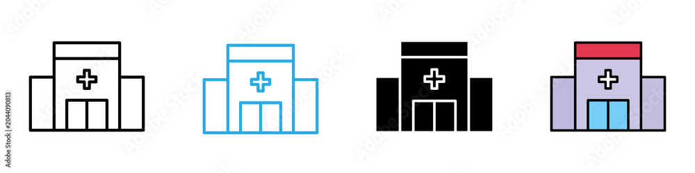 Obraz premium Hospital multi - style icon design concept