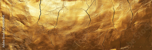 Panorama view golden concrete wall texture. 