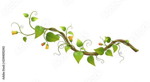 Vine with Green Leaves and Tendrils.