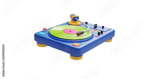 Vintage Blue Record Player with Green Platter.