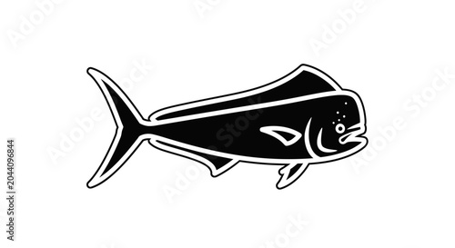 Mahi Mahi Fish Silhouette - Black and White Vector Icon