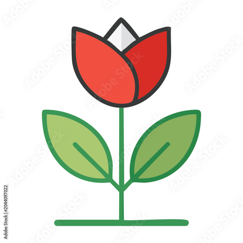 Stylized Red Tulip Icon