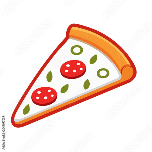 Stylized Slice of Pepperoni and Olive Pizza