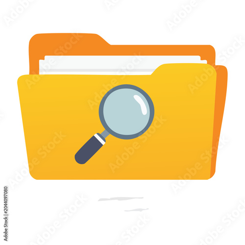 Yellow folder with magnifying glass icon