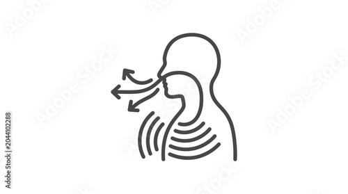 Tableau sur toile Profile diagram of human respiratory system and lung capacity.