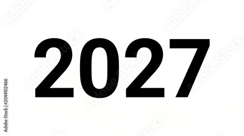 The number 2027 in bold black font isolated on white background