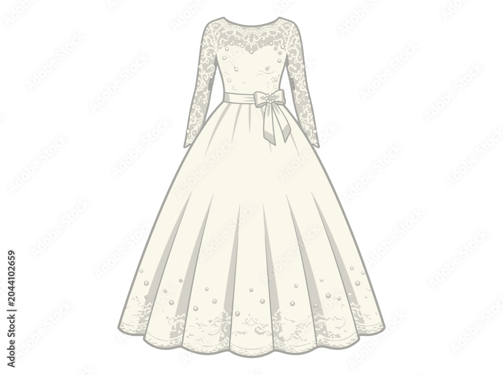 Fototapeta premium Elegant White Wedding Dress Design.