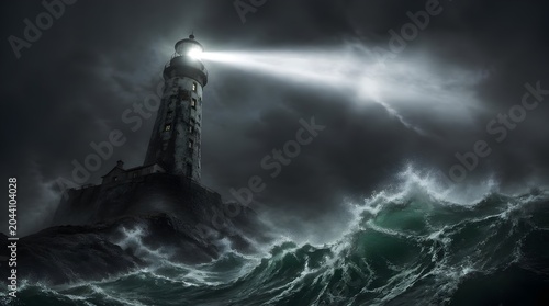 Lighthouse Guidance Stormy Sea Navigation Safety Assurance Coastal Navigation Beacon
