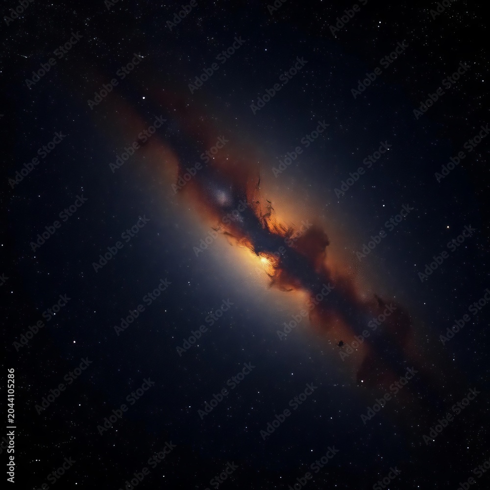 Fototapeta premium Cosmic expanse stretches out in darkness, punctuated by thousands of glittering gold stars, astronomy, galaxy view