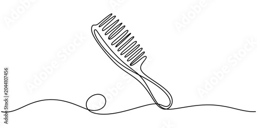 Tableau sur toile Continuous single line drawing of a hair comb for barber and beauty salon use
