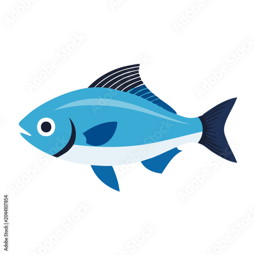 Stylized Blue Fish Illustration