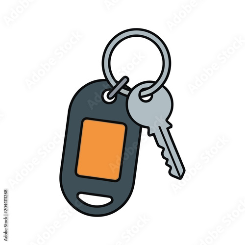 Tableau sur toile Keychain with key vector illustration in flat style