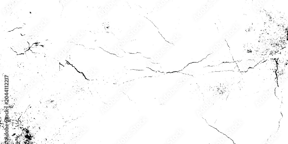 Fototapeta premium Cracked white background texture with black grunge effects and distressed details for design