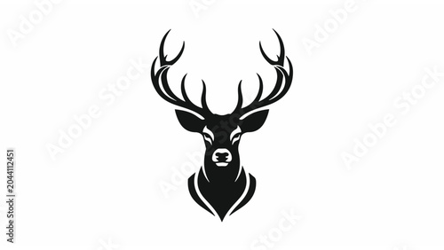 Valokuva Black Silhouette of Deer Head with Antlers 3.