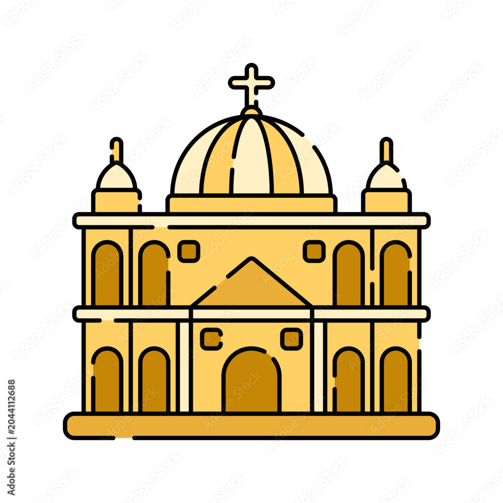Naklejka premium Cathedral Flat design style grand religious building representing italian heritage ideal for tourism architecture and culture illustrations 