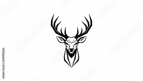 Foto Deer Head with Antlers Illustration Design 4.