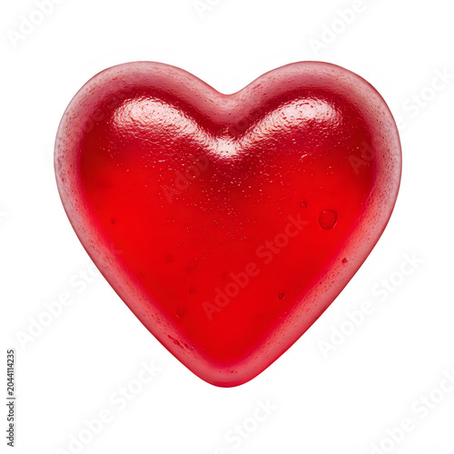 Red heart shaped gummy candy isolated on transparent background
