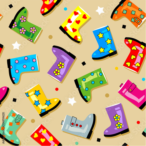 Seamless (repeatable) gumboots on sand pattern (background)
