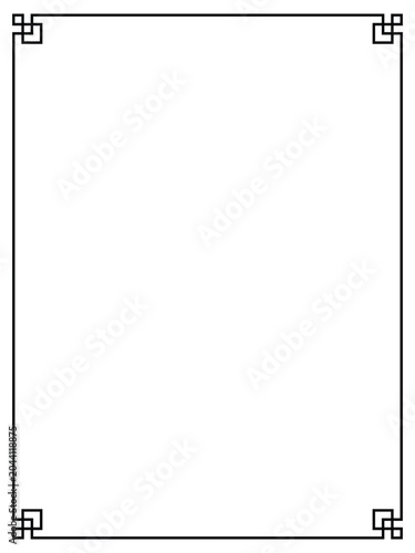 Art Deco black ornamental decorative frame. Vintage simple line frame border plaque book cover. Frame border deco vector simple line isolated. Vector illustration.