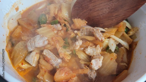 Korean Food Dwaeji Gogi Kimchi Jjigae