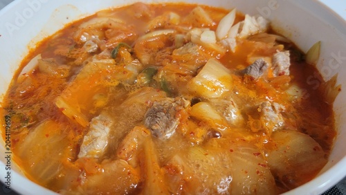 Korean Food Dwaeji Gogi Kimchi Jjigae