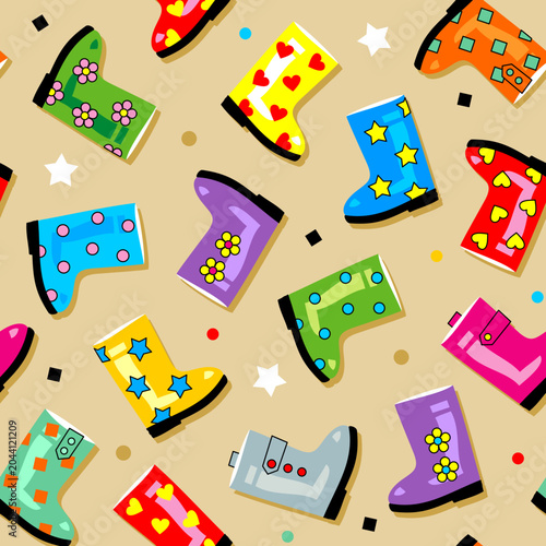 Seamless (repeatable) gumboots on sand pattern (background)
