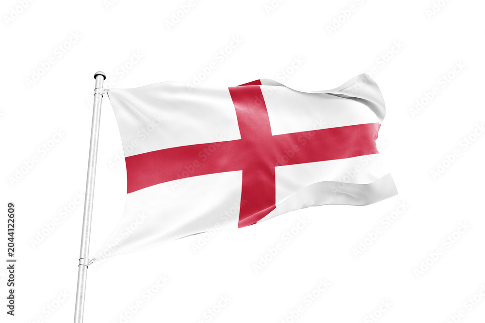 Fototapeta premium England flag waving on pole isolated on transparent background