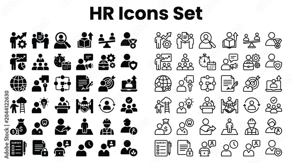 Obraz premium HR department icons set for business management and employee resources