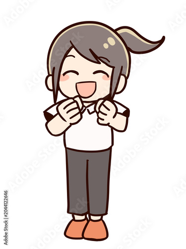 ガッツポーズで応援する女の子