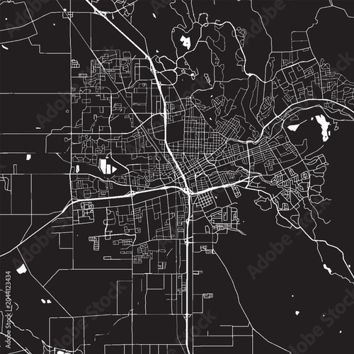 Valokuva Santa Rosa California Vector Map, Detailed City Street Map Black and White Minim